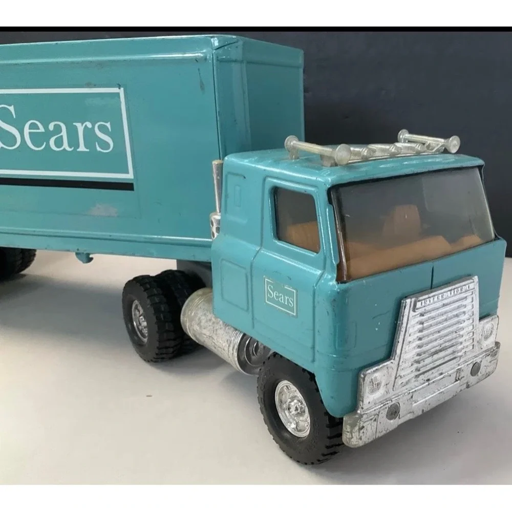 Sears Semi Truck Trailer Kids 21 in Turquoise Good Pressed Steel International